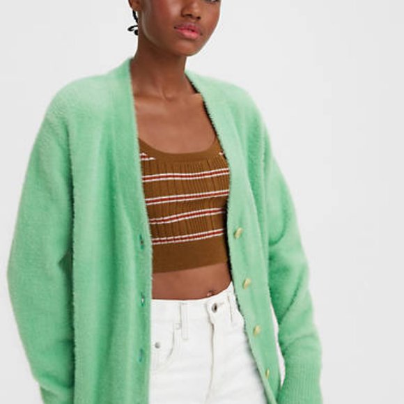 Levi's Sweaters - Fuzzy Mint Green Relaxed Fit Oversized Cardigan Sweater - XL (NWT)